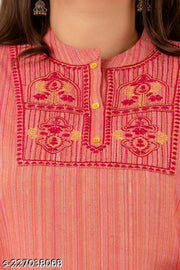 Neerupam Collection Pure Cotton Embroidered Red Kurti For women | Plus Size Embroidery Kurti | Cotton Kurti | Big Size Kurti | kurti for girls