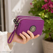 SYGA Women's Three-Zip Coin Purse Cosmetic Bag Mobile Phone Bag Hand Portable Bag Medium Bag Small Square Bag