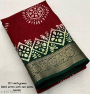 Batik Print Beautiful Silk Saree