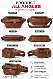 Latest Men Women Leather Waist Pack Travel Bags For MoneyY| Belt| Cards |Mobile| Documents| Kit| Books and Bills Dairy Pouch Cross Side Bag For Men Women .With Belt Stylish Small Luggage Accessories Bag I Waist Bags I Fanny pack.