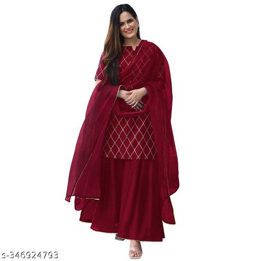 WOMEN'S TRENDY DESIGN KURTA SHARARA DUPATTA SET