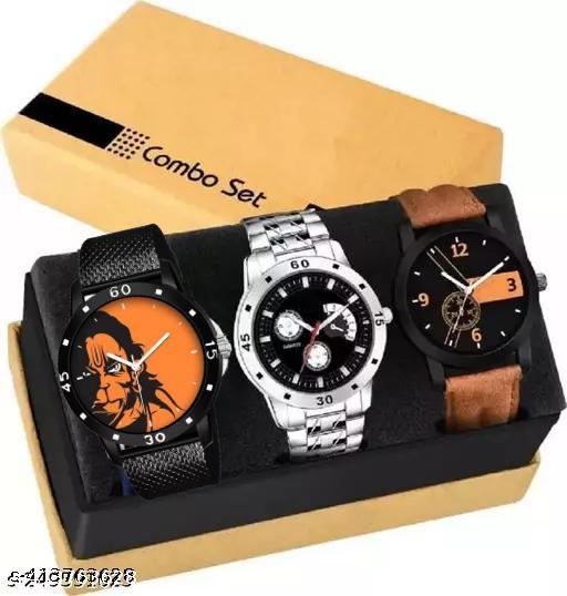 Multicolor (Pack of 3) Leather Analog Watch for Men
