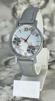 Best Quality Royal Embossed Designer Shine Round Dial with Slim Fit Attractive Leather Belt Analog Watches for women