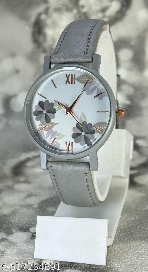 Best Quality Royal Embossed Designer Shine Round Dial with Slim Fit Attractive Leather Belt Analog Watches for women