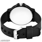 NEW ARRIVAL BLACK KING BRACELET WITH BLACK DIAL AND MESH STRAP SPORTY LOOK ANALOG WITH QUARTZ WATCH