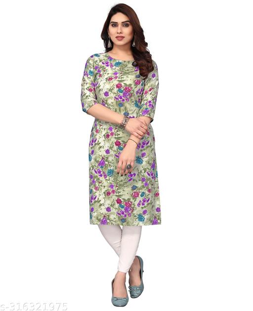 Women Printed Crepe Straight Kurti