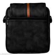 LOREM Black Casual Faux Leather Cross Body Sling Bag For Men SL03