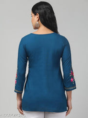 Timorous Fashion  Women Embroidered, Embellished Viscose Rayon Straight Kurtis For Women's And Girl's