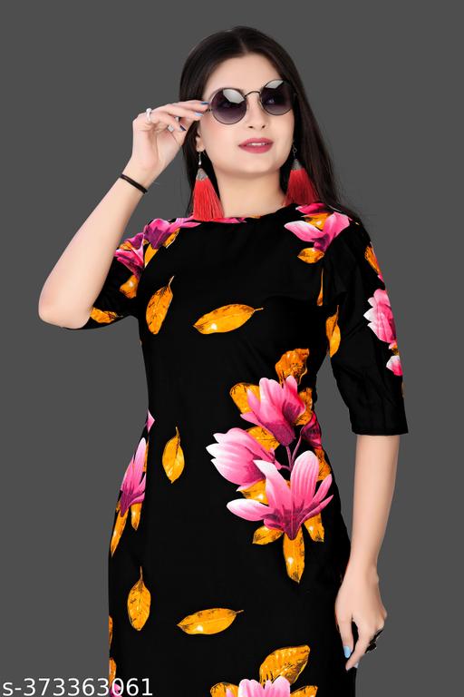 Polyster/Crepe fabric-Women Crepe Fabric Printed Straight Kurti, Size -S, M, L, XL, XXL, 2XL, XXXL, 3XL, 4XL, 5XL,6XL,7XL,8XL,9XL,10XL ( New Arrival New Design Fashionable Kurti )