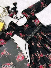 Women's poly Georgette  Printed Party Wedding Fashion Gown