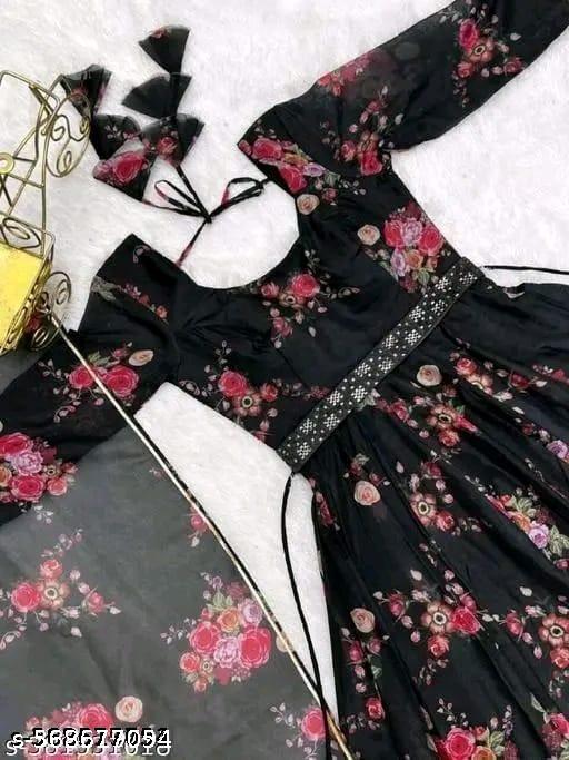 Women's poly Georgette  Printed Party Wedding Fashion Gown
