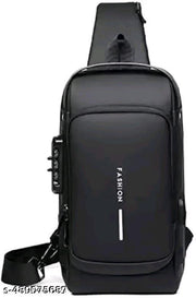 Anti theft Crossbody Sling Bag, Waterproof Chest Daypack with USB Charging and Combination Lock Shoulder Backpack for Men Women (Black)