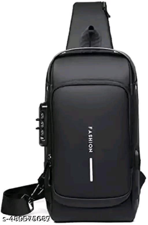 Anti theft Crossbody Sling Bag, Waterproof Chest Daypack with USB Charging and Combination Lock Shoulder Backpack for Men Women (Black)