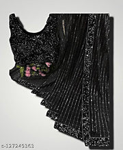 Elegant Sequin Net Saree with Matching Blouse
