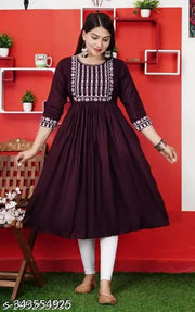 New Embroidery Gaithering Anarkali kurta