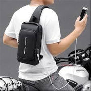 Crossbody Sling Bag for Men & Women - Anti-Theft Waterproof Chest Bag with USB Charging Port & Combination Lock - Casual Shoulder Backpack for Travel, Biking & Office