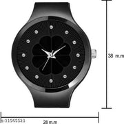 Gorgeous Flower Designer Black Metal Analog Watches for women