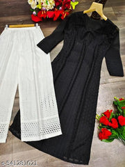 Women's Embroidered Georgette Straight Kurti