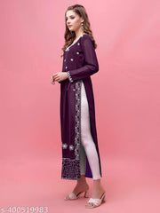 Shree Ramkrishna Fab Embroidered A-Line Georgette Kurta