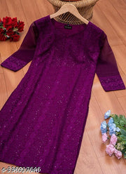 chikankari kurti (wine kurti)