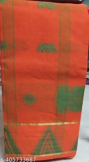Raj Saree House Women's Bengali Pure Cotton Handloom Saree I Tant Saree I BengalI Saree  Daily  wear Tant   ( ORRANGE // Without Blouse)