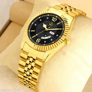 Legacy Series Original Gold Plated Day and Date Functioning | Stylish Chain | Quartz Analog Watch for Boys/ Men