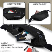 NABAAT SwiftPack Waist Bag for Men and Women, Chest Fanny Pack, Belt Bum Bag for Running, Hiking, Small Travel Bag, Sports Sling Money Pouch for Women with Key Holder, Radium logo and Adjustable Belt (Black, WB1)