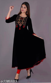 Women Rayon Embellished Flared Kurti