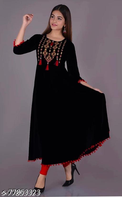 Women Rayon Embellished Flared Kurti