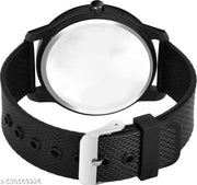 Femeo Analog 9112 Watches Round Black Dial C Design Stylish Black PUU Strap Classic Design Fancy Wrist Watch for Men and Boys, Pack of 1 - A07ZALPHA-C-AVO-BLK-SFR