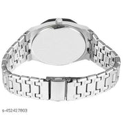 mettallic belt analog date watch for mens(Silver)