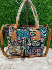 Printed Handicraft Fabric Handbag for Women Office Bag Ladies Shoulder Bag Tote For Women College Girls