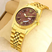 Legacy Series Original Gold Plated Day and Date Functioning | Stylish Chain | Quartz Analog Watch for Boys/ Men