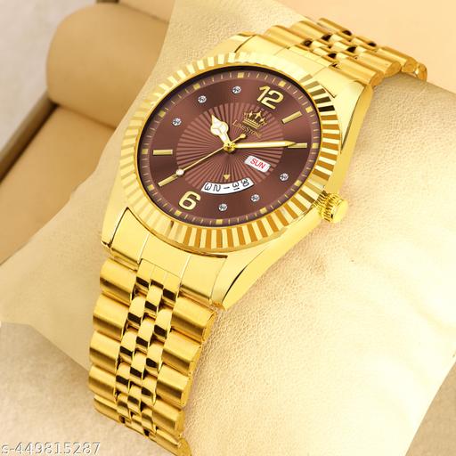 Legacy Series Original Gold Plated Day and Date Functioning | Stylish Chain | Quartz Analog Watch for Boys/ Men