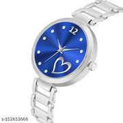 TRENDING MULTI-COLOR BLUE BLACK PINK ) DIAL ANALOG SILVER STAINLESS STEEL STRAP 3 COMBO WATCH ,