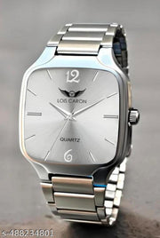 LOIS CARON Men’s Analog Watch – Silver Square Dial Quartz Wrist Watch for Boys & Men (Pack of 1)