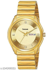Spencher Premium 1578 Gold Plated Dial Golden Chain Day & Date Functioning Analog Watch - For Men Premium 1578SM01-Golden Watch