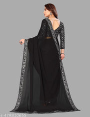 Belt Saree Georgette Zari Sequin Embroidery with Full Work Blouse & Belt