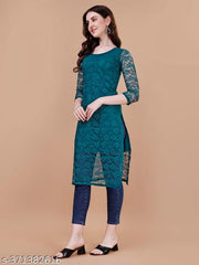 hand work net kurti