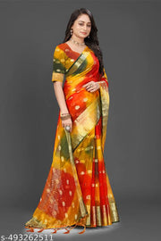 NEW FANCY ORGANZA SAREE  MULTY COLOUR SAREE