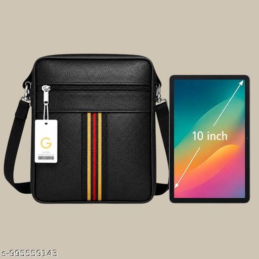 Men's Stylish Cross Body Sling Bag for 10 Inch Tablet | Leather Look Messenger Bag