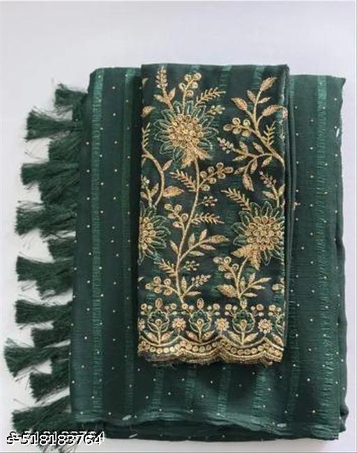 Green Saree Solo Pattern Jalar Chati Embellished With Blouse Embroidered