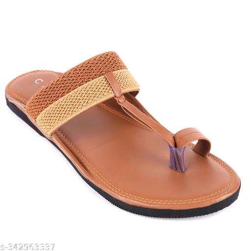 MENS SLIP-ON  KOLHAPURI TAN SANDALS