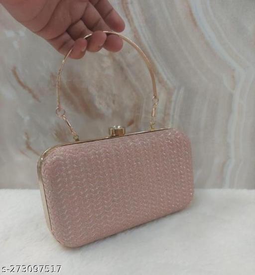 FANCY PARTYWEAR BOX CLUTCH WITH HANDLE SHIMMER SHINING BRIDAL CLUTCH