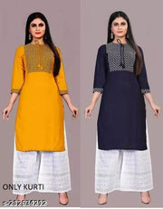 rayon kurti embroidery straight