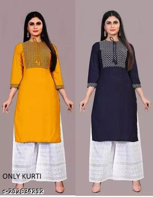 rayon kurti embroidery straight