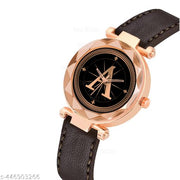 Skoal Analog Round Black Dial ALPHABET A Design Stylish Brown Leather Strap Classic Design Fancy Wrist Watch for Women and Girls, Pack of 1 - ALPHA-A-GEN-RG-BRW-CUTL
