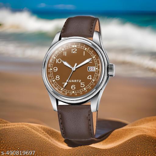 Dual Time Date Display Radium Dial Magnetic Belt Analog Watch,ONIR Premium Quality Quartz Analog Watch for Men, Glass Date Display Dial,