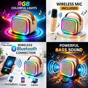 DPM Portable Sound Speaker with Wireless Microphone, RGB Lights, Loud Audio Output, AUX Support, Multi Device Connectivity