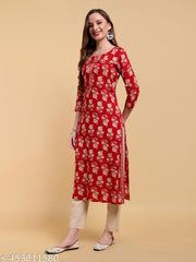 GREYSHADE Women Floral Print Pure Cotton Straight Kurta  (Multicolor)